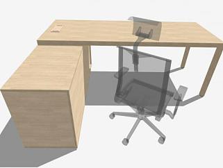 板式北欧办公桌椅SU模型下载_sketchup草图大师SKP模型