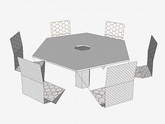 六角<em>边几桌椅</em>SU模型下载_sketchup草图大师SKP模型