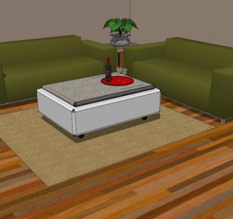 家具角圆边客厅桌子SU模型下载_sketchup草图大师SKP模型