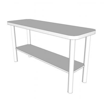 工作台角圆不锈钢桌SU模型下载_sketchup草图大师SKP模型