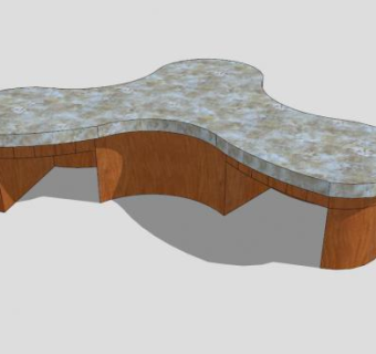 大理石实木茶几SU模型下载_sketchup草图大师SKP模型