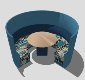 现代布艺办公桌椅SU模型下载_sketchup草图大师SKP模型