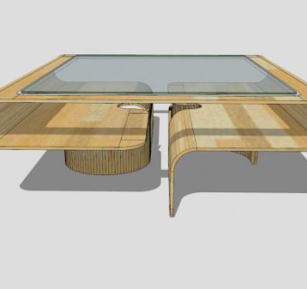 咖啡桌轻胶合板茶几SU模型下载_sketchup草图大师SKP模型