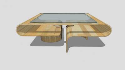 咖啡桌轻胶合板茶几SU模型下载_sketchup草图大师SKP模型