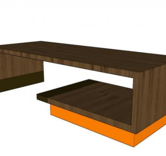 实木方形茶几SU模型下载_sketchup草图大师SKP模型