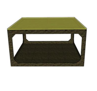 实木正方形茶几SU模型下载_sketchup草图大师SKP模型