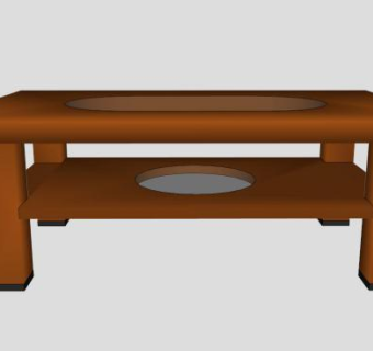实木玻璃型茶几SU模型下载_sketchup草图大师SKP模型