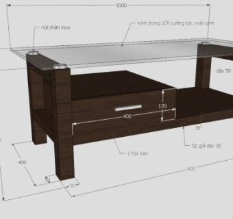 现代木质桌茶几SU模型下载_sketchup草图大师SKP模型