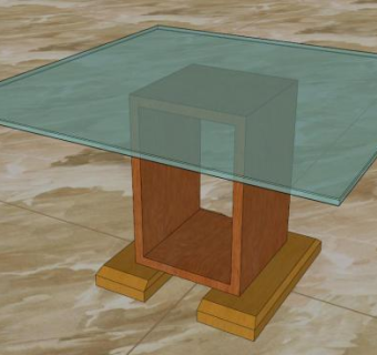 简易玻璃型茶几SU模型下载_sketchup草图大师SKP模型