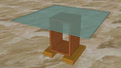简易玻璃型茶几SU模型下载_sketchup草图大师SKP模型