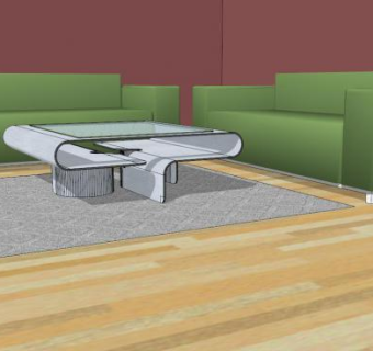 折纸铝树脂芯玻璃茶几SU模型下载_sketchup草图大师SKP模型