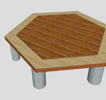 现代六角茶几SU模型下载_sketchup草图大师SKP模型