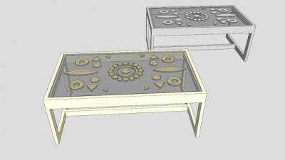 磨砂玻璃茶几SU模型下载_sketchup草图大师SKP模型