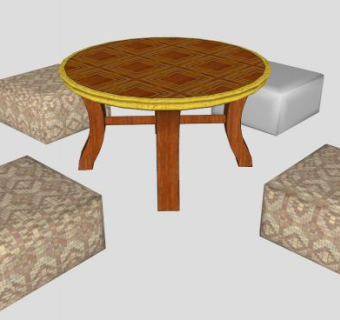 现代茶几桌椅SU模型下载_sketchup草图大师SKP模型
