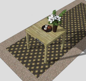 实木茶几矩形桌SU模型下载_sketchup草图大师SKP模型