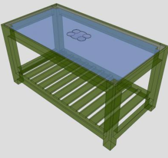现代玻璃长方形茶几SU模型下载_sketchup草图大师SKP模型