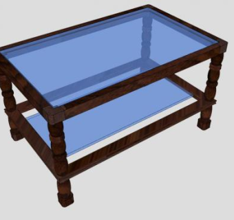 现代方形玻璃茶桌SU模型下载_sketchup草图大师SKP模型
