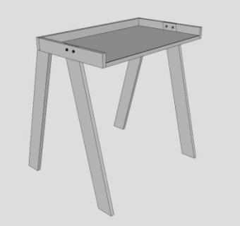现代小型电脑办公桌SU模型下载_sketchup草图大师SKP模型