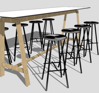 现代白色南方吧台SU模型下载_sketchup草图大师SKP模型