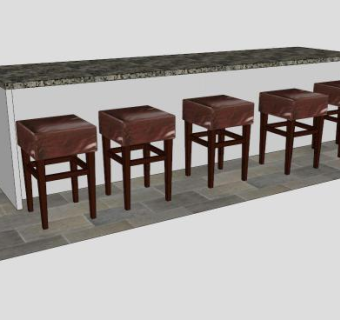 布艺吧台桌椅SU模型下载_sketchup草图大师SKP模型