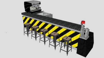 酒吧金属吧台SU模型下载_sketchup草图大师SKP模型