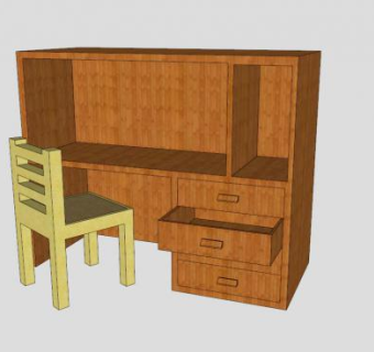 书桌型梳妆台SU模型下载_sketchup草图大师SKP模型