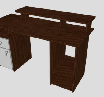 实木刚制办公桌椅SU模型下载_sketchup草图大师SKP模型