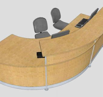 实木前台接待台SU模型下载_sketchup草图大师SKP模型