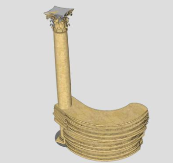石灰石平板柱接待台SU模型下载_sketchup草图大师SKP模型