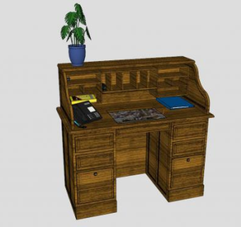 实木翻盖接待台SU模型下载_sketchup草图大师SKP模型