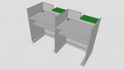 简易办公接待台服务台SU模型下载_sketchup草图大师SKP模型