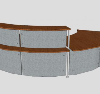 钢木接待台SU模型下载_sketchup草图大师SKP模型