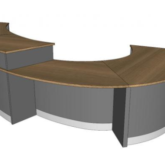 现代弯曲接待柜台SU模型下载_sketchup草图大师SKP模型