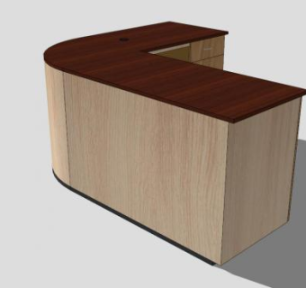 实木办公室接待台SU模型下载_sketchup草图大师SKP模型