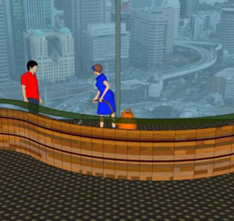 实木办公前台接待台SU模型下载_sketchup草图大师SKP模型