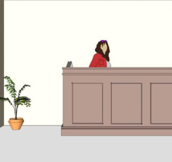 现代实木接待台SU模型下载_sketchup草图大师SKP模型