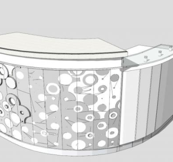 现代白色前台接待台SU模型下载_sketchup草图大师SKP模型