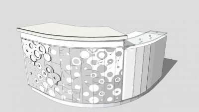 现代白色前台接待台SU模型下载_sketchup草图大师SKP模型