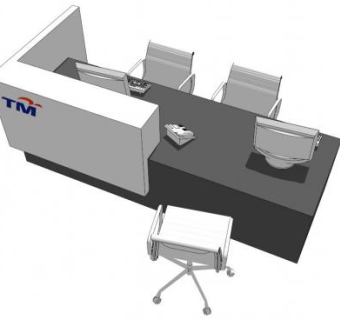 烤漆办公接待台SU模型下载_sketchup草图大师SKP模型