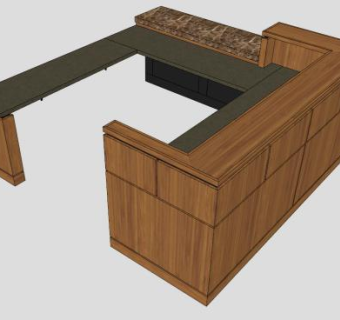 实木办公接待处SU模型下载_sketchup草图大师SKP模型