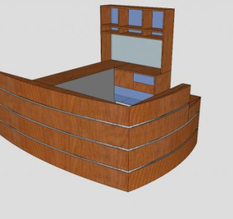实木海关接待台SU模型下载_sketchup草图大师SKP模型