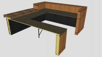 实木板式办公接待处SU模型下载_sketchup草图大师SKP模型