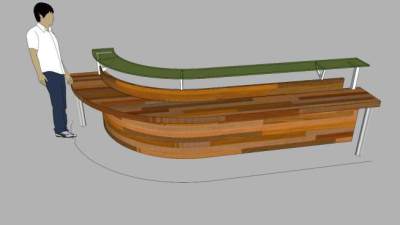 反向弯曲接待台SU模型下载_sketchup草图大师SKP模型