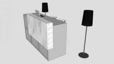 现代简约小接待台SU模型下载_sketchup草图大师SKP模型