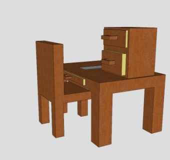 全实木桌椅组合SU模型下载_sketchup草图大师SKP模型