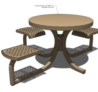 钢制桌椅组合SU模型下载_sketchup草图大师SKP模型