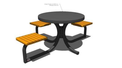 户外不锈钢桌椅组合SU模型下载_sketchup草图大师SKP模型