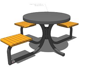 户外不锈钢桌椅组合SU模型下载_sketchup草图大师SKP模型