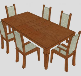 实木桌椅餐桌SU模型下载_sketchup草图大师SKP模型