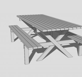 简易实木餐桌SU模型下载_sketchup草图大师SKP模型